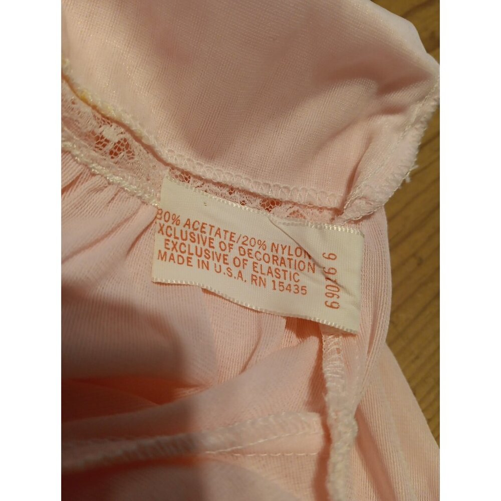 Vtg 70s Gilead Women L Nightgown Peasant Boho Flower Pink Maxi Semi Sheer Hippie - Picture 8 of 8